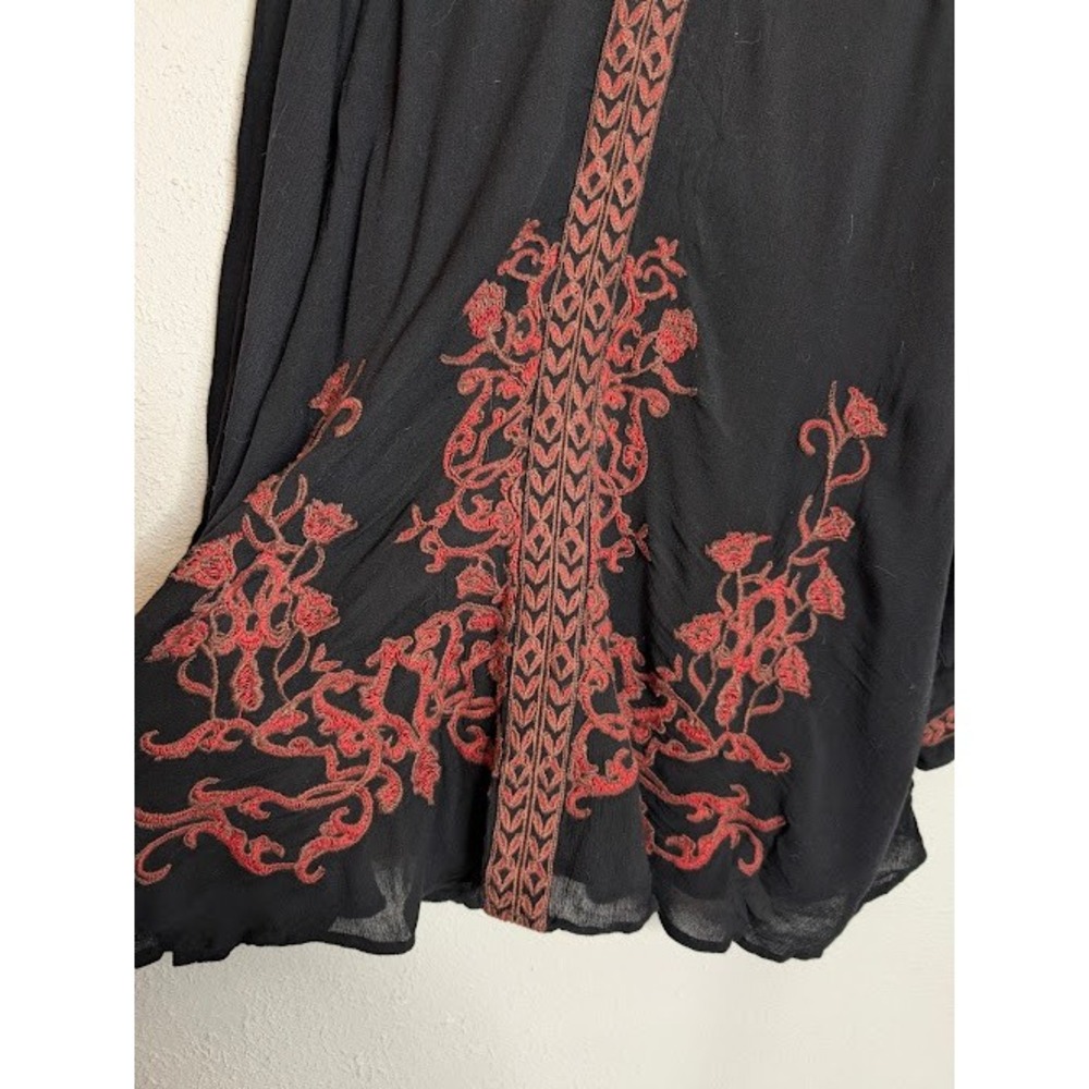 Free People Womens Small Black Embroidered Long Sleeve Dress Boho Long Sleeve - Picture 6 of 6